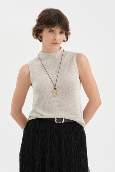 tw3 Γυναικεία αμάνικη μπλούζα με σχέδιο γιακά