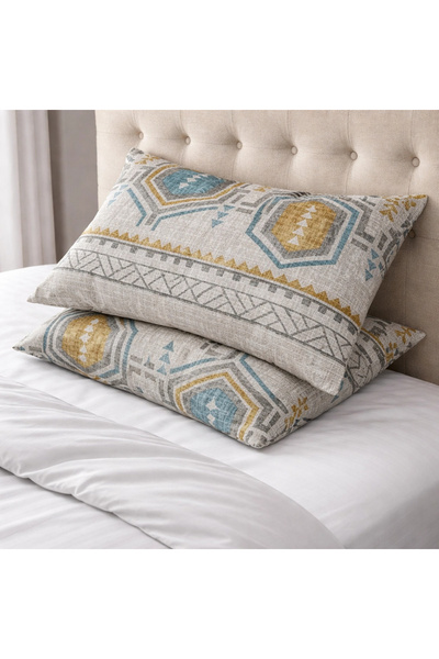 Clasy Ranforce 100% Cotton 2 Pieces Pillowcase Mixed Patterned Beige