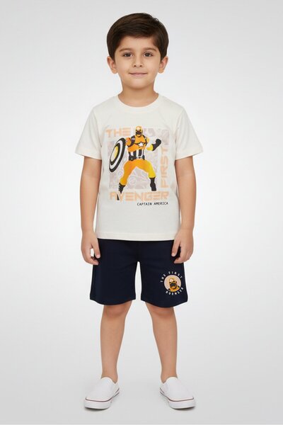 Marvel طقم ملابس للأولاد الصغار مكون من قطعتين: تيشيرت بأكمام قصيرة وشورت بتص...