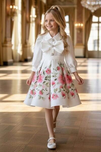 Riccotarz Girl's Ribbon Detail on the Chest, Stone Embroidered Chiffon Shirt,...