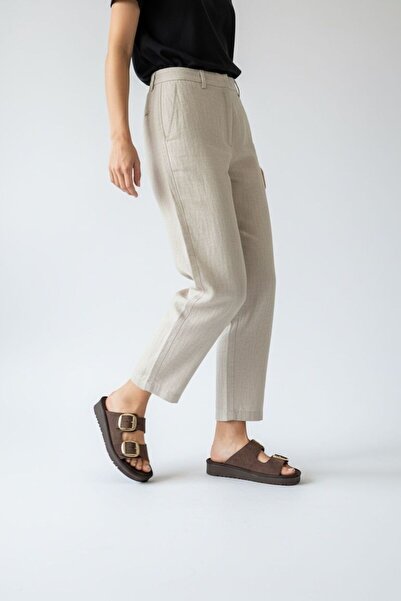 Adım Dünyası Pantofi de damă Double cu cataramă Gold cu cataramă Thick Sole C...