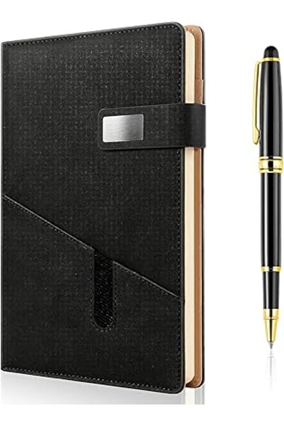 Arabest A5 College Ruled Leather Journal with Pen Holder, Hardcover Notebook ...