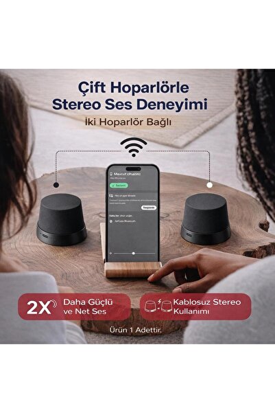 coofbe Manyetik Magsafe İle Uyumlu Taşınabilir Şarjlı Bluetooth Hoparlör Vers.5.3 Mıknatıslı Kablosu