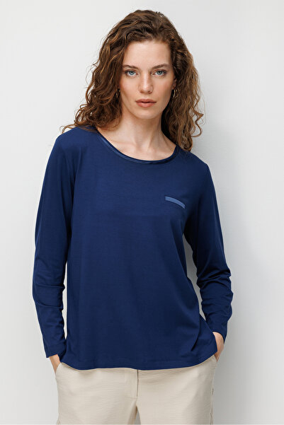 Desen Triko Γυναικεία μπλούζα με λαιμόκοψη ζιβάγκο, σατέν ριγέ χτενισμένη βαμ...