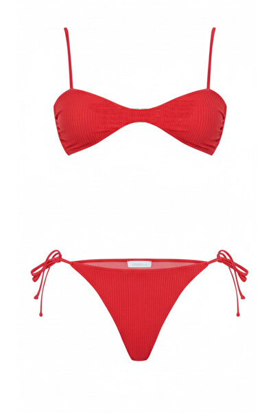 AQUELLA Με υφή Σετ μπικίνι Nar Çiçekli Στράπλες