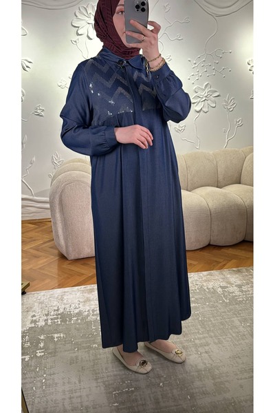 Nuss فستان من قماش التينسل الدنيم