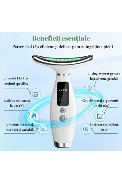 2AMNOVA Aparat Masaj Facial si Gat 7-in-1, EMS, Terapie Cald-Rece, Lifting Anti-Rid, USB Reincarcabi