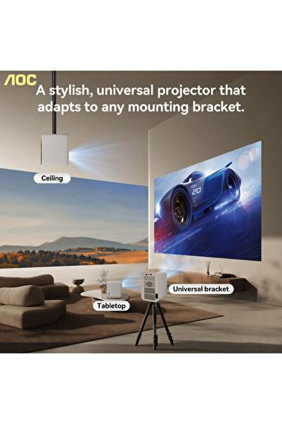 Aoc جهاز عرض ساطع بقوة 9000 لومن، بدقة 1080 بكسل، محكم الإغلاق بالكامل، تركيز...