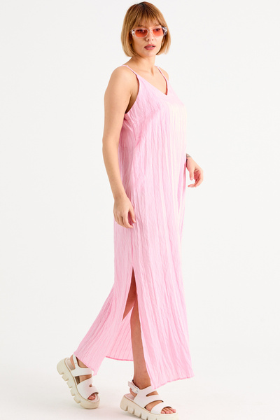 zenne Dress with Slit Straps on the Sides Pink