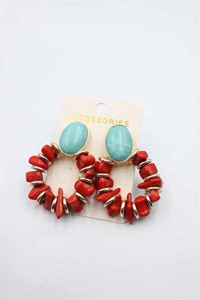 MENESSA Stone-embellished hoop earrings - red