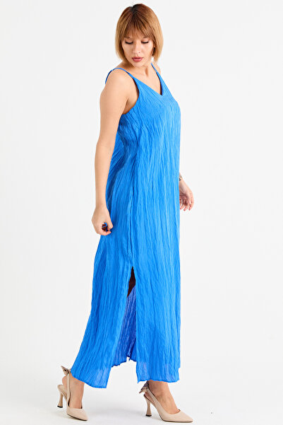 zenne Dress with Slit Straps on the Sides Cobalt