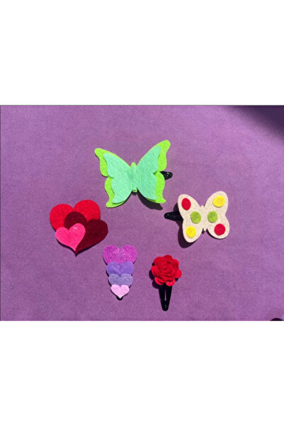 Creatii fetru Set 5 clame de păr cu accesorii din fetru colorate – fluturi, i...