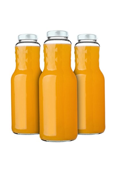 KADAX Sticlă de suc, 1L, cu capac alb, 3 bucăți