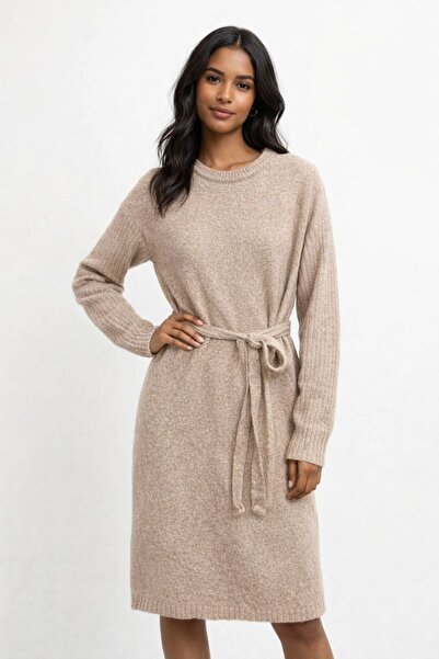 SBL COLLECTİON Crew Neck Long Sleeve Women's Knitwear Dress