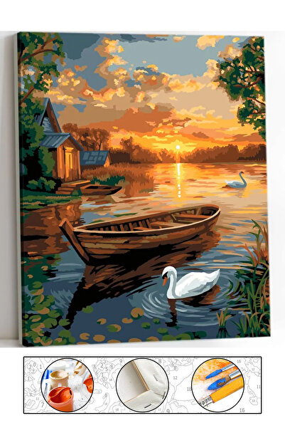 abbara Sayılarla Boyama Çerçeveli Hobi Seti Numaralı Tuval Fırça Boya Dahil K...