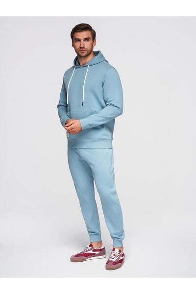 OMBRE Men's Cotton Tracksuit Set, Sweatshirt and Jogger Pants Z121 Denim blue