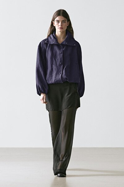 Massimo Dutti %100 keten yakası detaylı bomber ceket