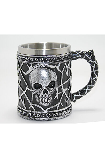 CT STONES Gothic Skull 3D Embossed Stainless Steel Mug Cup