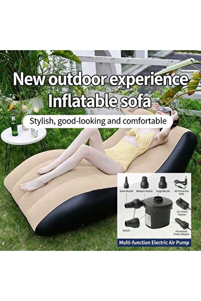 Generic S-shaped sofa outdoor inflatable mattress air bed lazy camping bed ai...