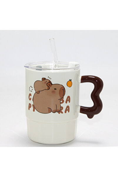 doremodam Porcelain Mug with Cute Capybara Figure and Lid