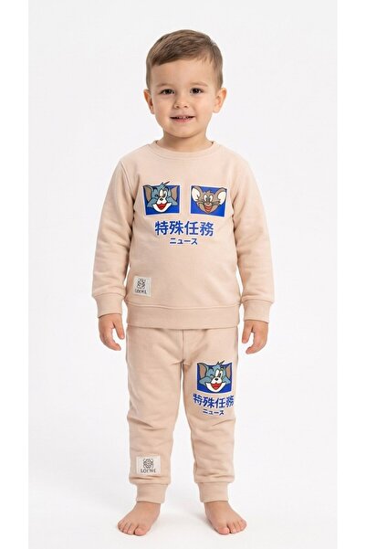 levanapajamas Tom and Jerry winter pajamas for kids - cream color.