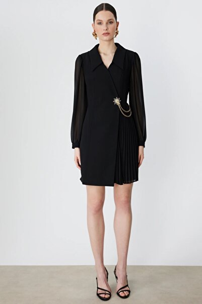 Rain and River Echo Metal-Accented sleeves Tulle mini dress