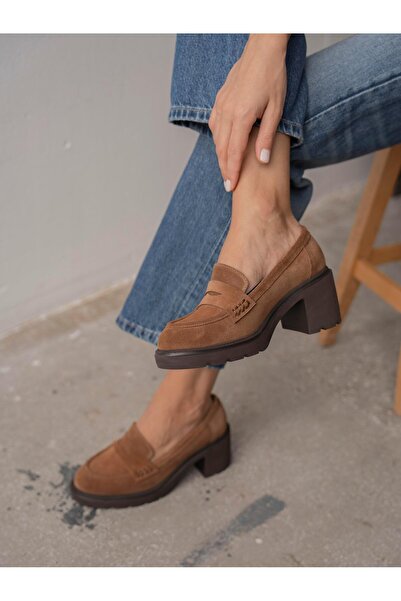 ECENİN BUTİĞİ Caly Camel Süet Hakiki Deri Kadın MAKOSEN