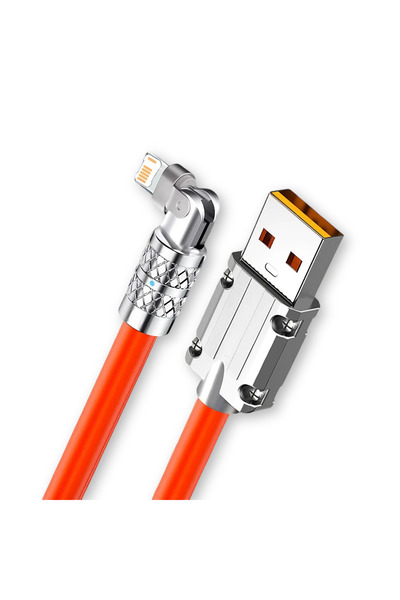 Choice1 كابل شحن سريع USB برتقالي اللون بطول 2 متر، قابل للدوران 180 درجة، مت...