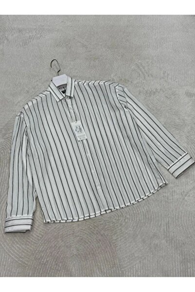 More Black Striped Men's Oversized Shirt