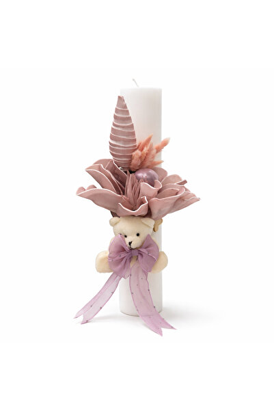 Dany Kids Fashion Lumanare cu floare de magnolie si funda roz pudra, model