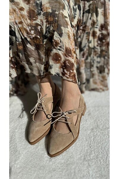 BABLACK Exclusive series %100 Hakiki Deri Kadın Makosen Nubuk Bej