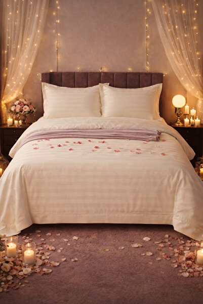 Set de in de pat damasc 4 piese 180x200 cu elastic +25 cm suplimentar, bumbac hotelier, fețe de pernă 55x80 miniatura 3