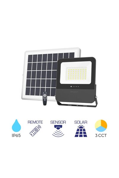 Braytron PL LED PROJECTOR, SOLAR+SENSOR+REMOTE CONTROL, P:150W, C:50W, 3in1 IP65