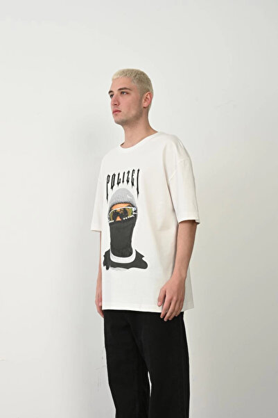 LUMİART Men's Printed T-Shirt Short Sleeve Crew Neck Relaxed Fit T-Shirt - White