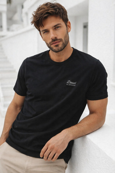 Rich Tricou negru pentru bărbați, cu mânecă scurtă, bumbac piese, guler rotun...