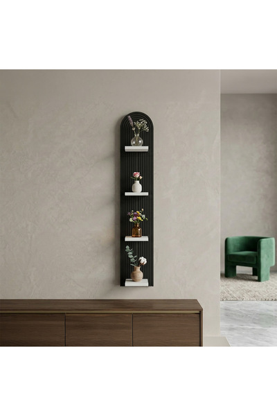 Fibrika Store Vertex Modern Duvar Saksılığı & Dekoratif Bitki Rafı siyah beyaz