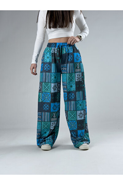 COCOPELLI Blue Women's Patchwork Oversized Pants Coc2939