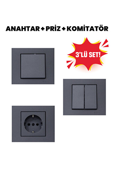 OVİVO Füme grano 3'lü set (anahtar, priz, komitatör)