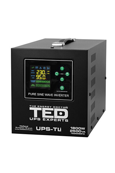 TED Electric UPS 2500VA/1800W runtime extins LiFePO4 utilizeaza doi acumulato...