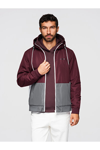 OMBRE Men's Lightweight Autumn Jacket OM-JANP-0242 Burgundy