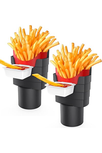 Arabest 2Pack French Fry Holder for Car, with Sauce Cup