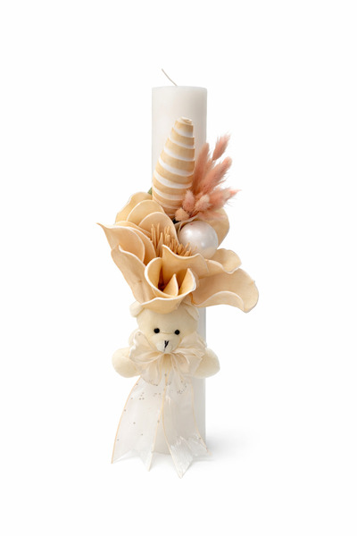 Dany Kids Fashion Lumanare cu floare de magnolie si funda crem