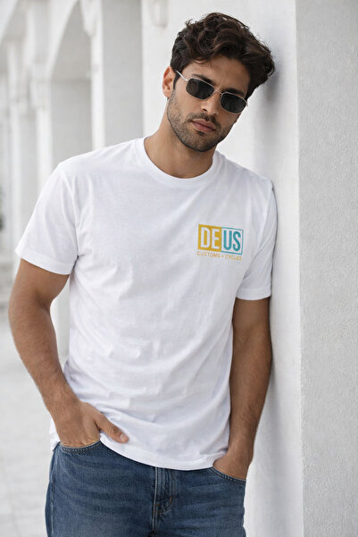 Rich Tricou alb pentru bărbați, bumbac piese, cu numerele cu imprimeu guler r...