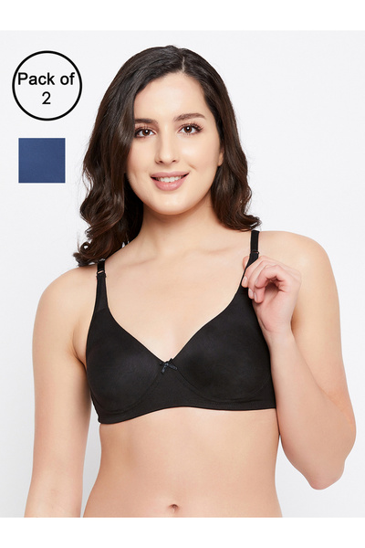 Clovia By Styli Pack of 2 - Non-Padded Non-Wired Cotton T-Shirt Bra