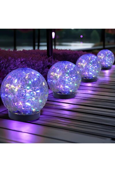 SimpluAcasa Solar Lamp Cracked Glass Globe RGB Multicolor, IP65 – Garden and ...