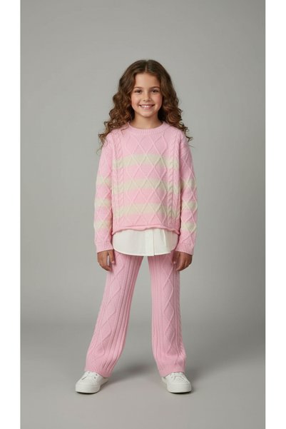 Booni Jooni Pink Striped Knitwear Set