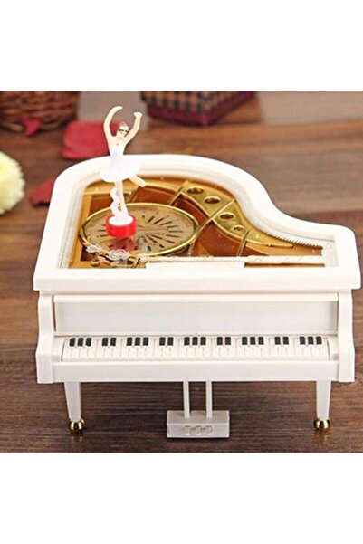 TeknoClass Piyano Şekilli Beyaz Balerinli Dans Eden Müzik Kutusu Sevgiliye Ar...