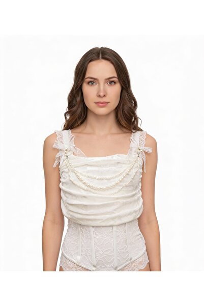 nottiva Pearl Grace Beyaz Dantel Büstiyer