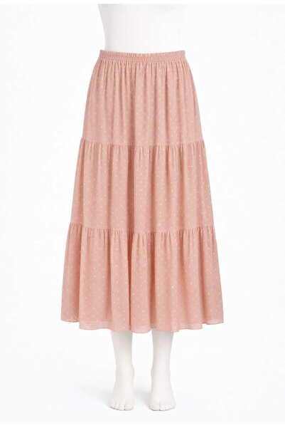 Nihomall20 Fusta din șifon pentru femei cu căptușeală cu cu buline straturi