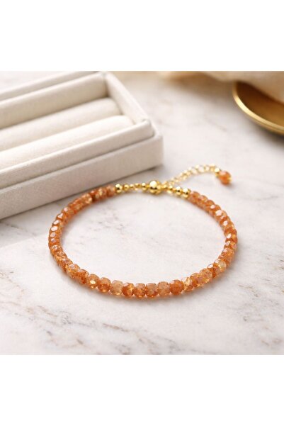 Agatella Tasarım Faceted Cut Natural Sunstone Bracelet |   Energy and Luck St...
